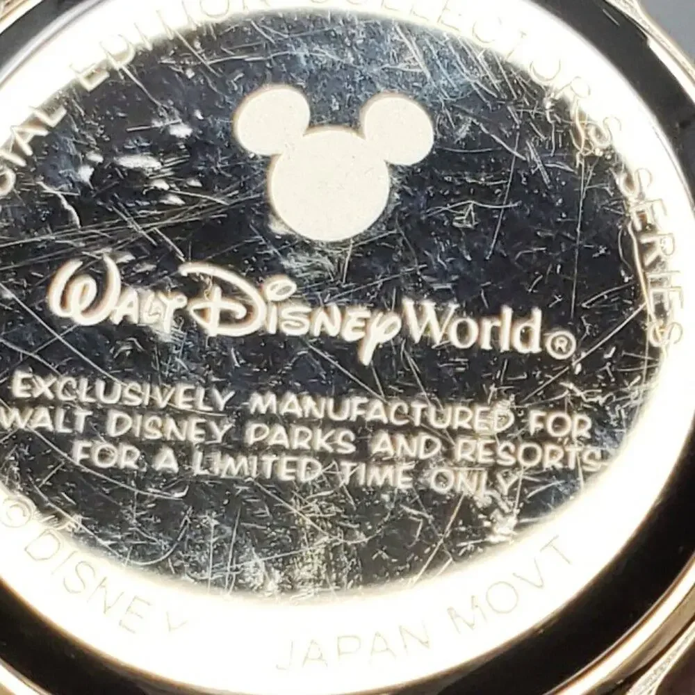 Disney Tinker Bell Holiday Quartz Watch Silver Red Leather